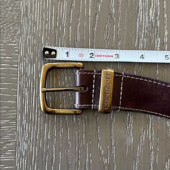 Carhartt Dark Brown Genuine Leather Belt with Buckle Casual Men’s Size 52 GUC - Picture 5 of 12